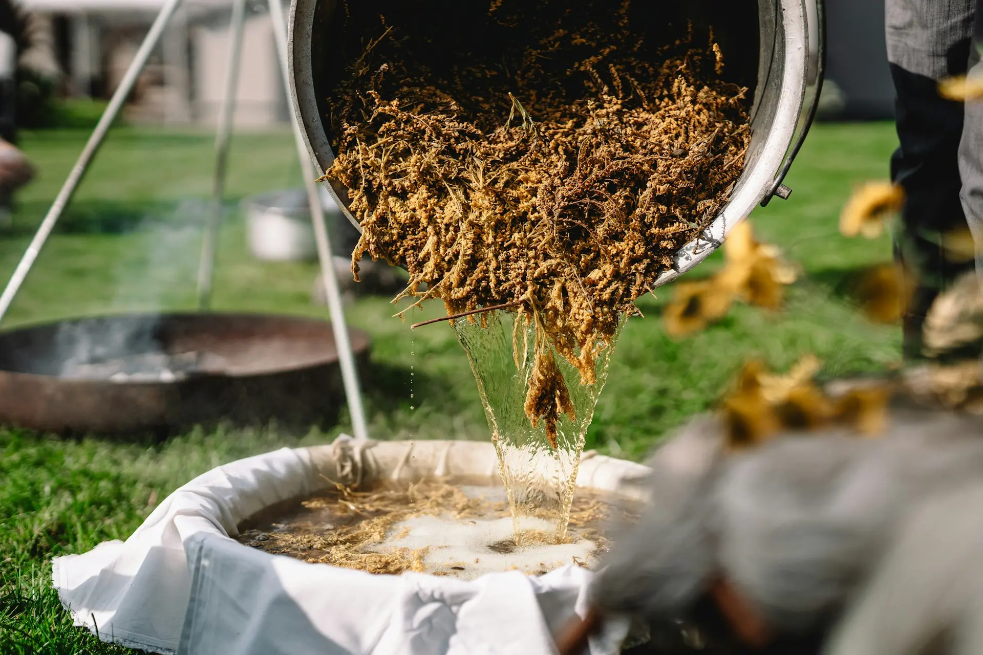 a bunch of food that is in a bucket