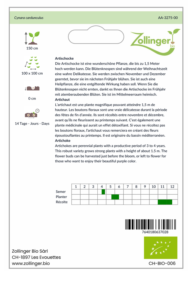 Sachet recto Artichaut