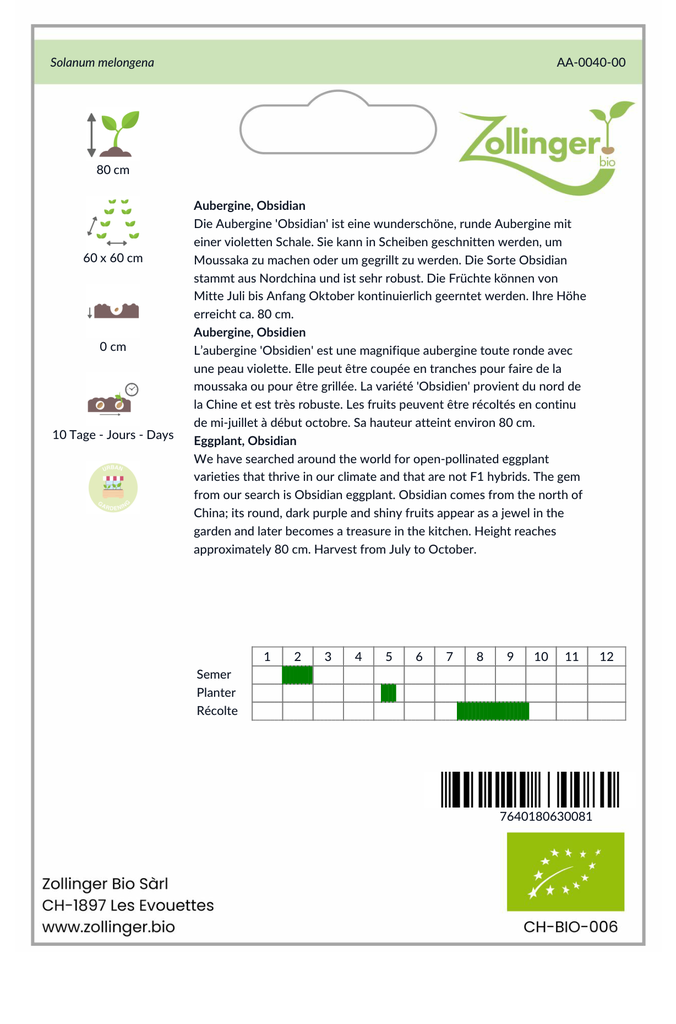 Sachet recto Aubergine, Obsidien