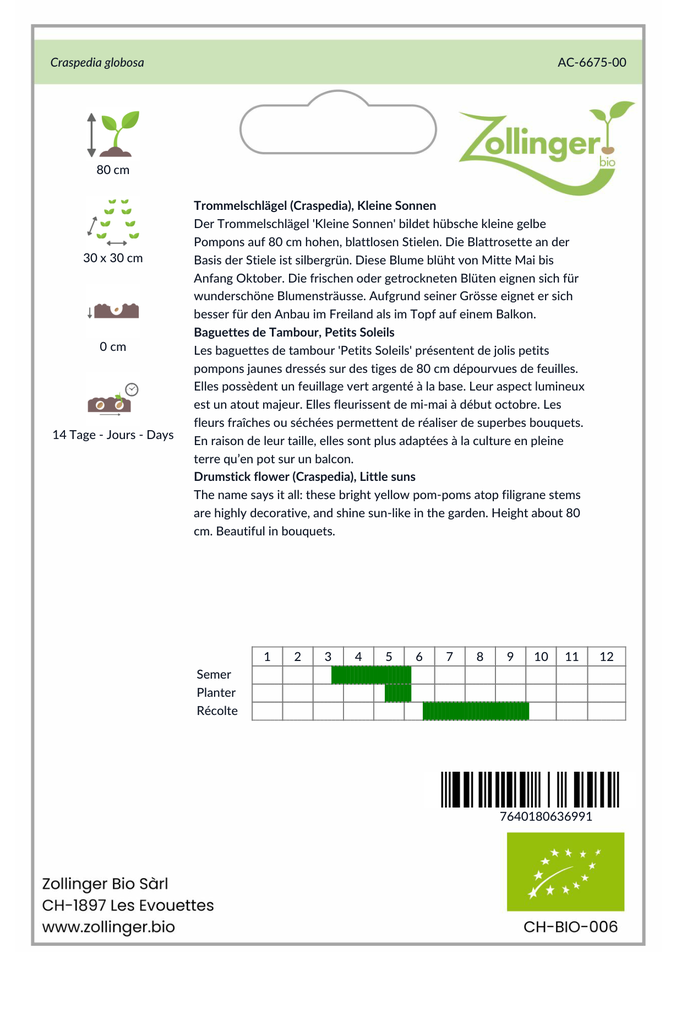 Sachet recto Baguettes de Tambour, Petits Soleils