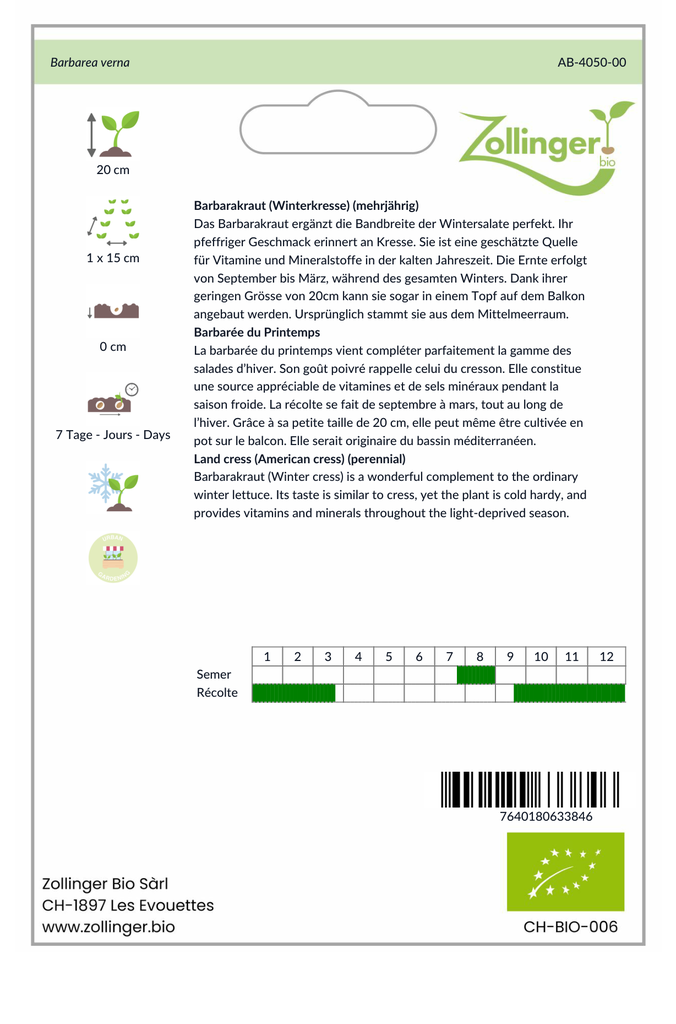 Sachet recto Barbarée du Printemps