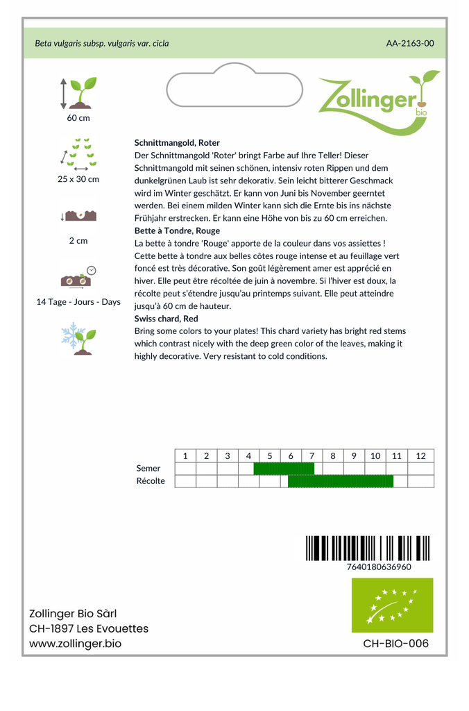 Sachet recto Bette à Tondre, Rouge