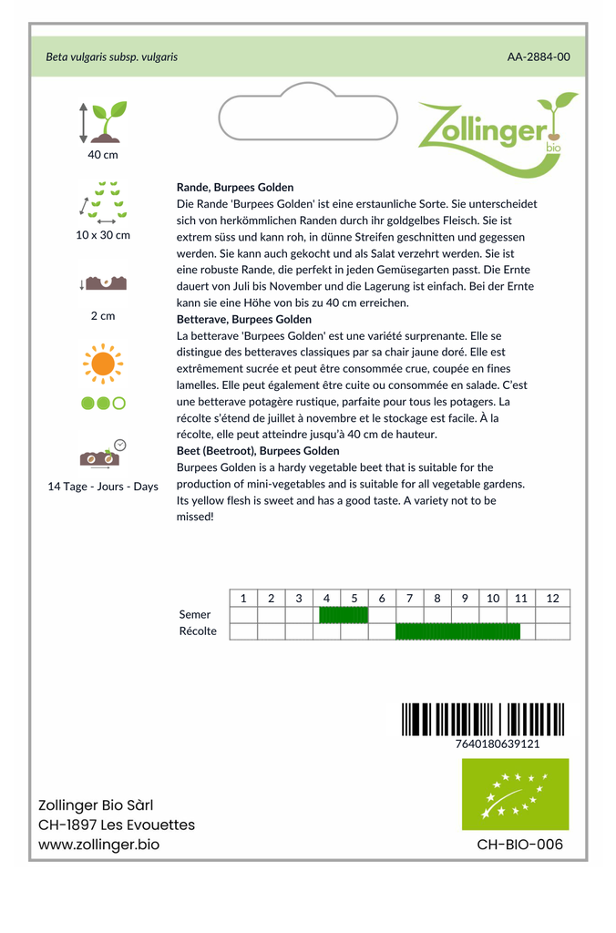 Sachet recto Betterave, Burpees Golden