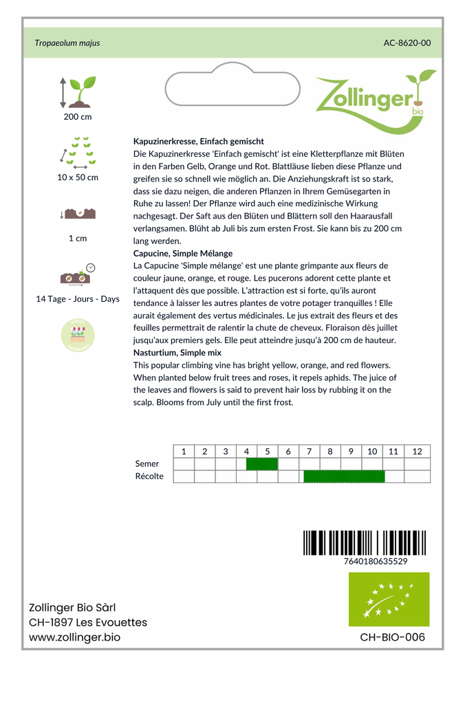 Sachet recto Capucine, Simple Mélange