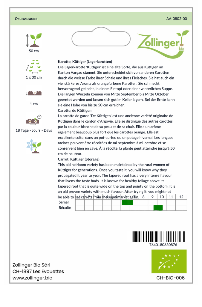 Sachet recto Carotte, de Küttigen