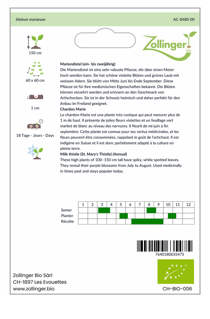 Sachet recto Chardon Marie