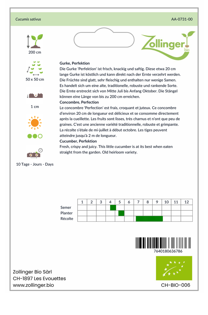 Sachet recto Concombre, Perfection