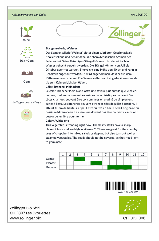 Sachet recto Céleri-branche, Plein Blanc