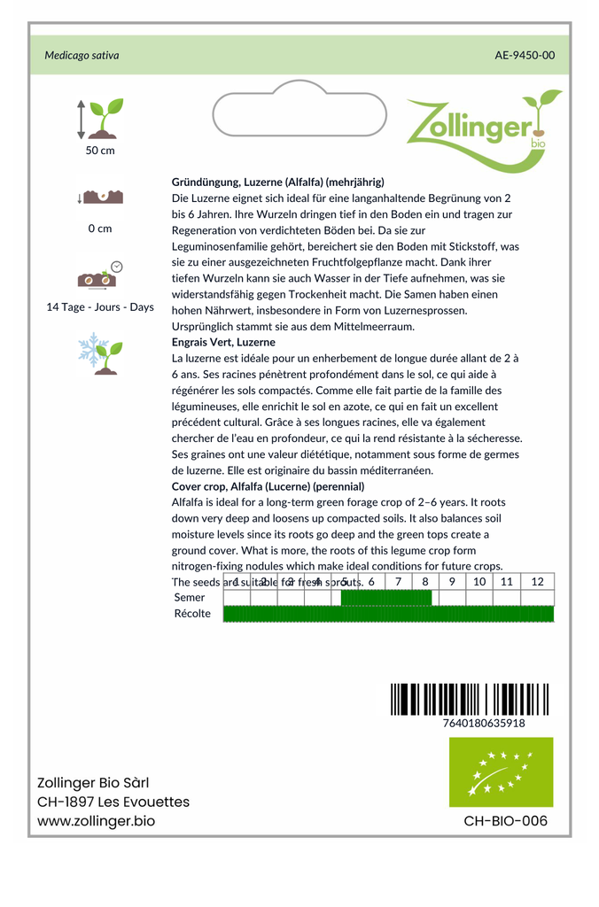 Sachet recto Engrais Vert, Luzerne