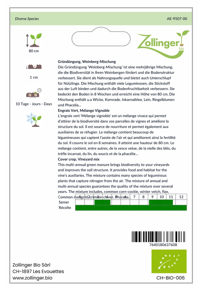Sachet recto Engrais Vert, Mélange Vignoble