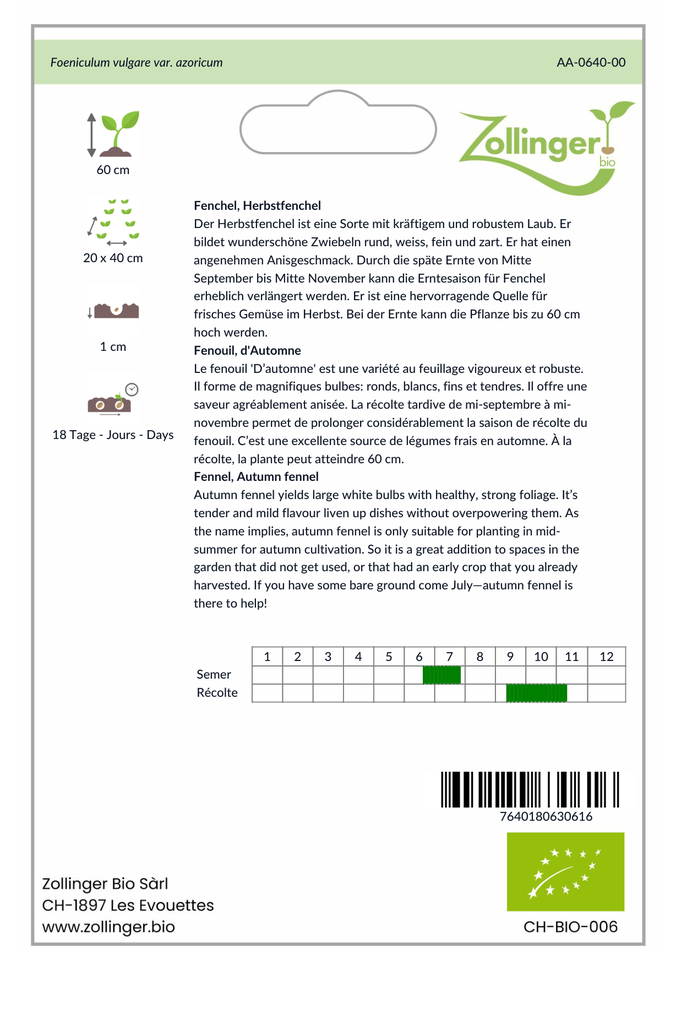 Sachet recto Fenouil, d'Automne