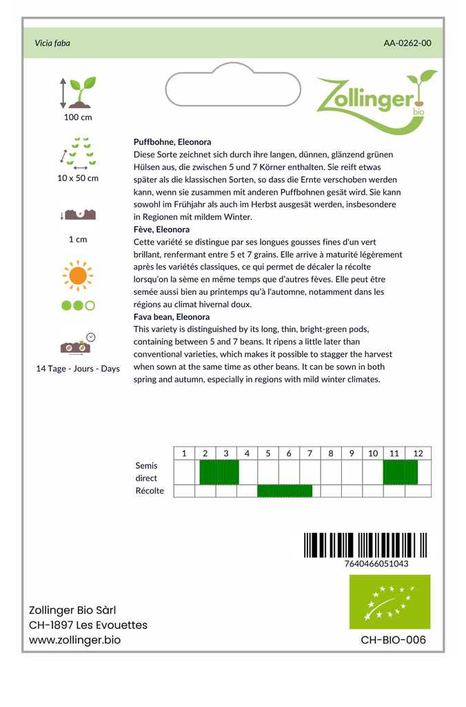 Sachet recto Fève, Eleonora