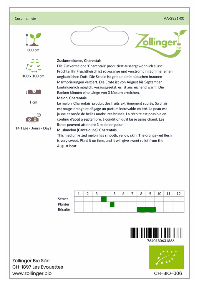 Sachet recto Melon, Charentais