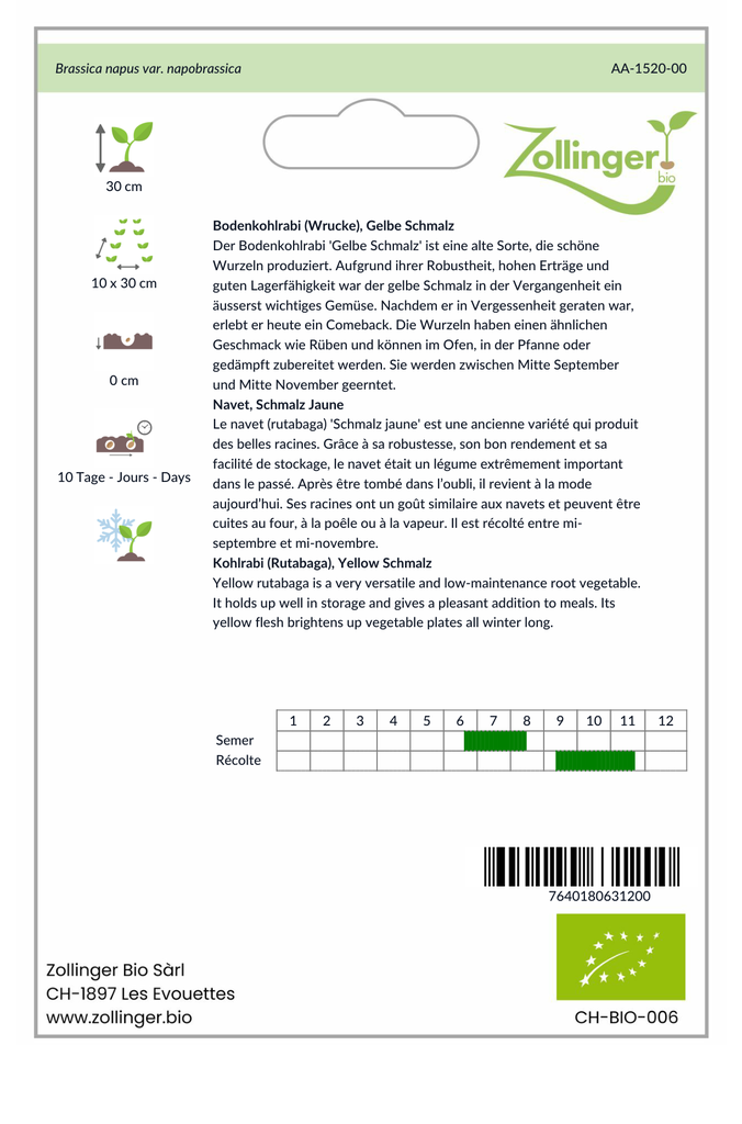 Sachet recto Navet, Schmalz Jaune