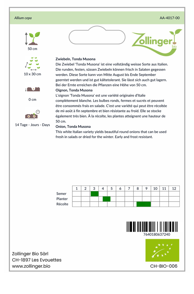 Sachet recto Oignon, Tonda Musona