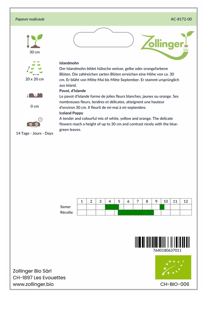 Sachet recto Pavot, d'Islande