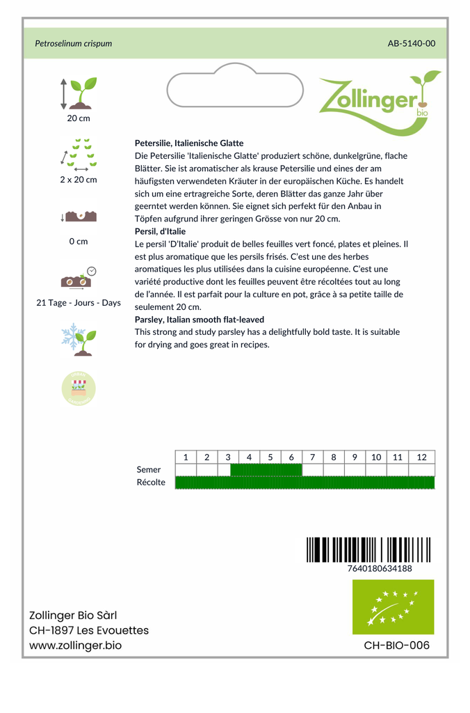 Sachet recto Persil, d'Italie