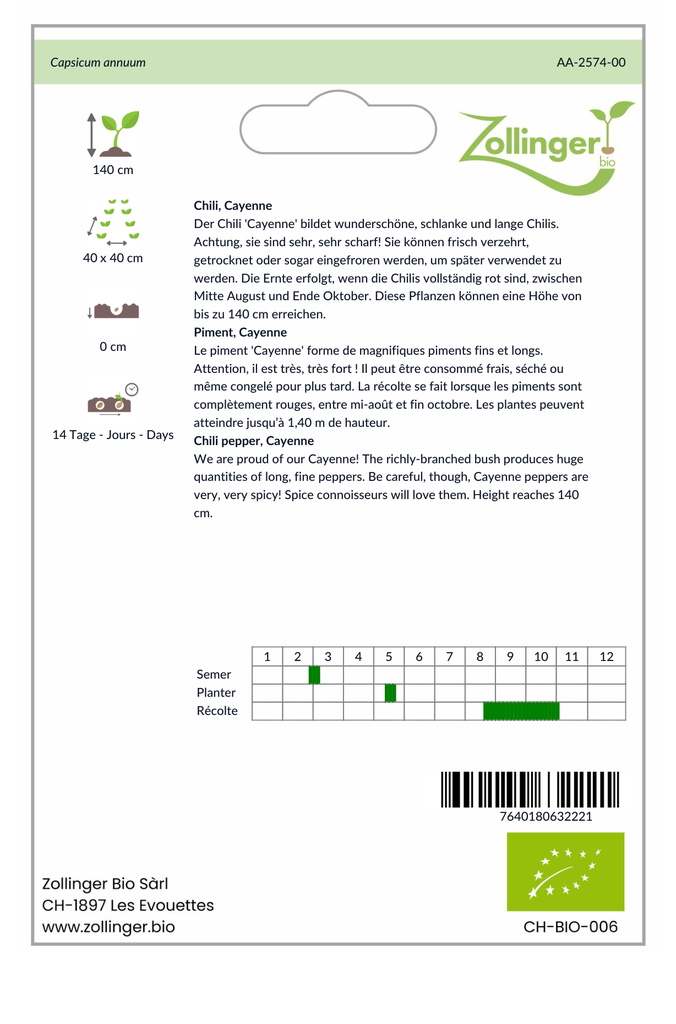 Sachet recto Piment, Cayenne