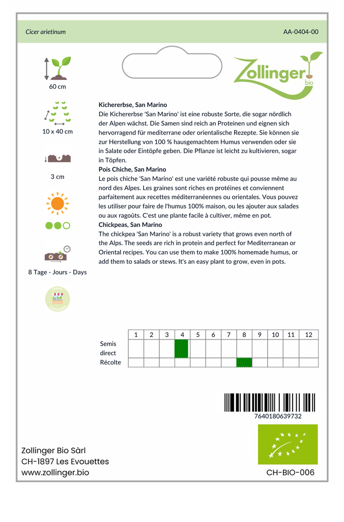 Sachet recto Pois Chiche, San Marino