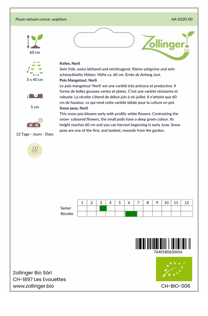 Sachet recto Pois Mangetout, Norli