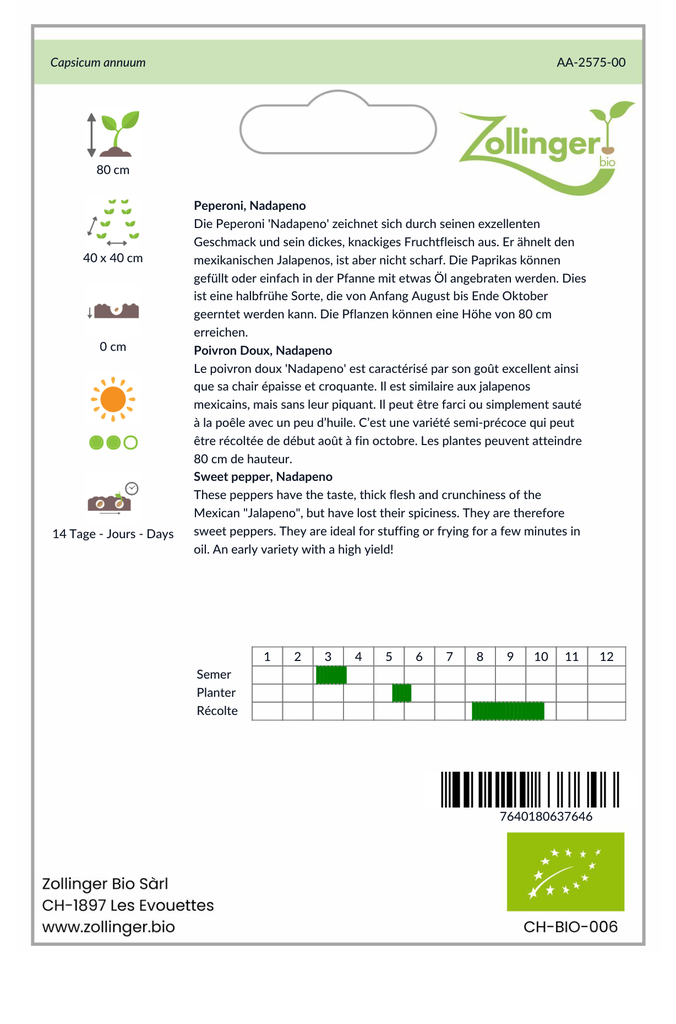 Sachet recto Poivron Doux, Nadapeno