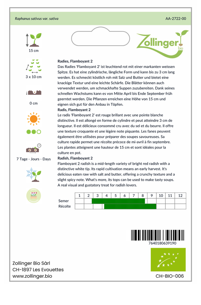 Sachet recto Radis, Flamboyant 2