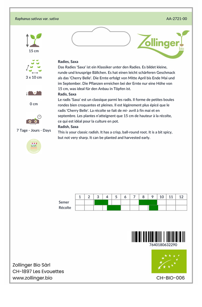 Sachet recto Radis, Saxa