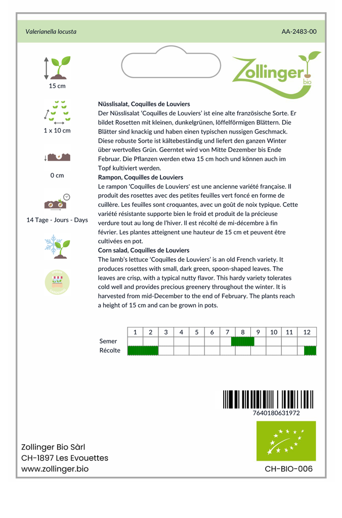 Sachet recto Rampon, Coquilles de Louviers