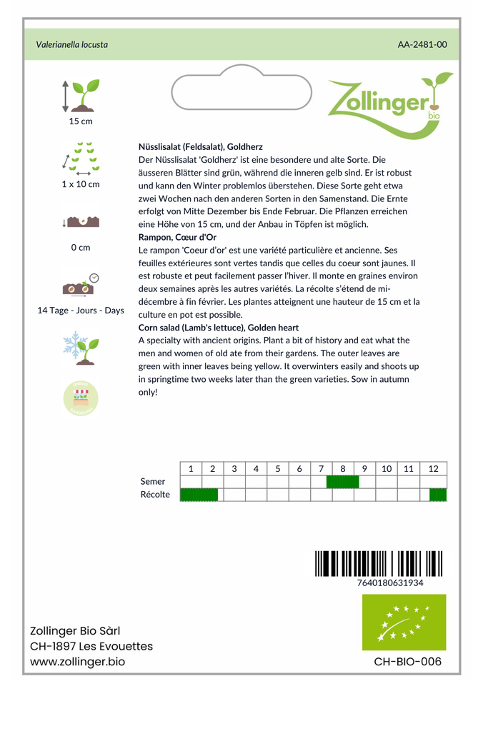 Sachet recto Rampon, Cœur d'Or