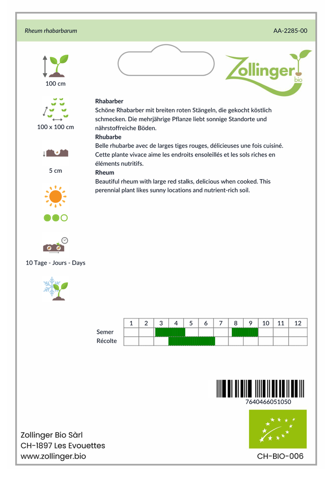 Sachet recto Rhubarbe 