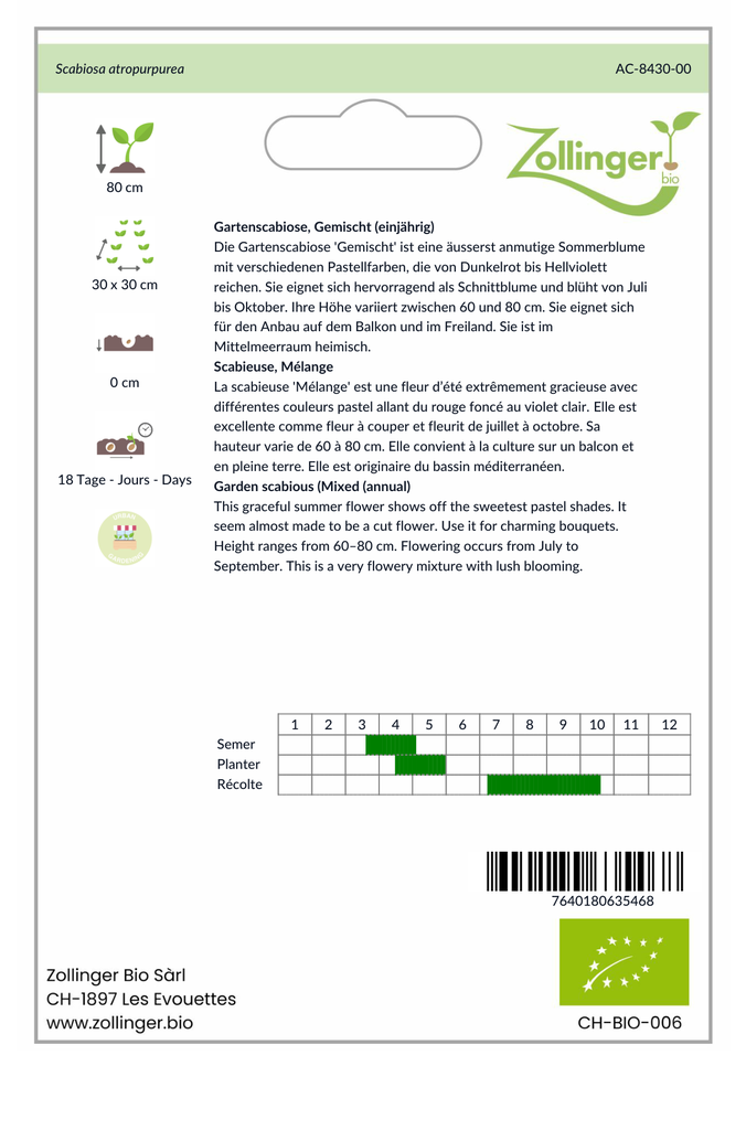 Sachet recto Scabieuse, Mélange