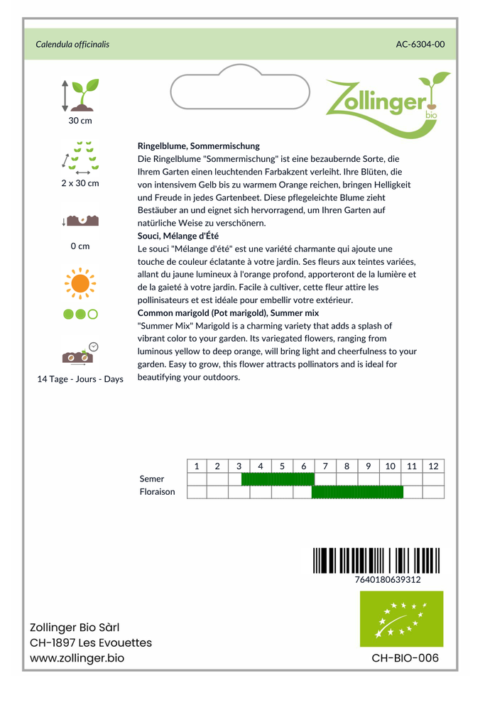 Sachet recto Souci, Mélange d'Été