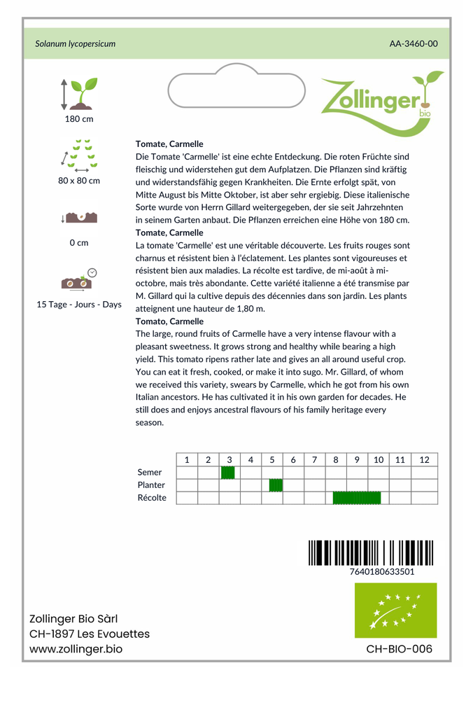 Sachet recto Tomate, Carmelle
