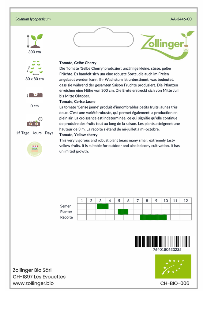 Sachet recto Tomate, Cerise Jaune