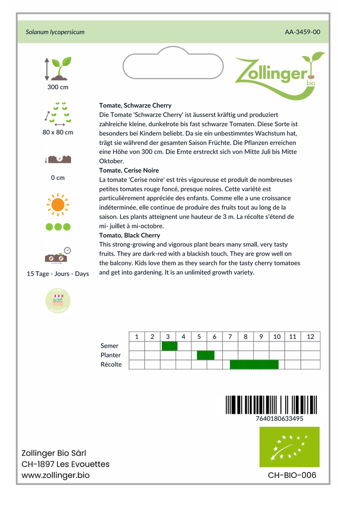 Sachet recto Tomate, Cerise Noire