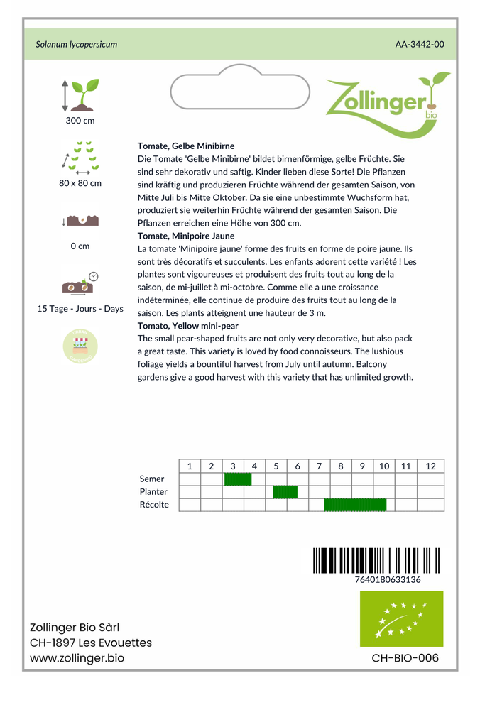 Sachet recto Tomate, Minipoire Jaune