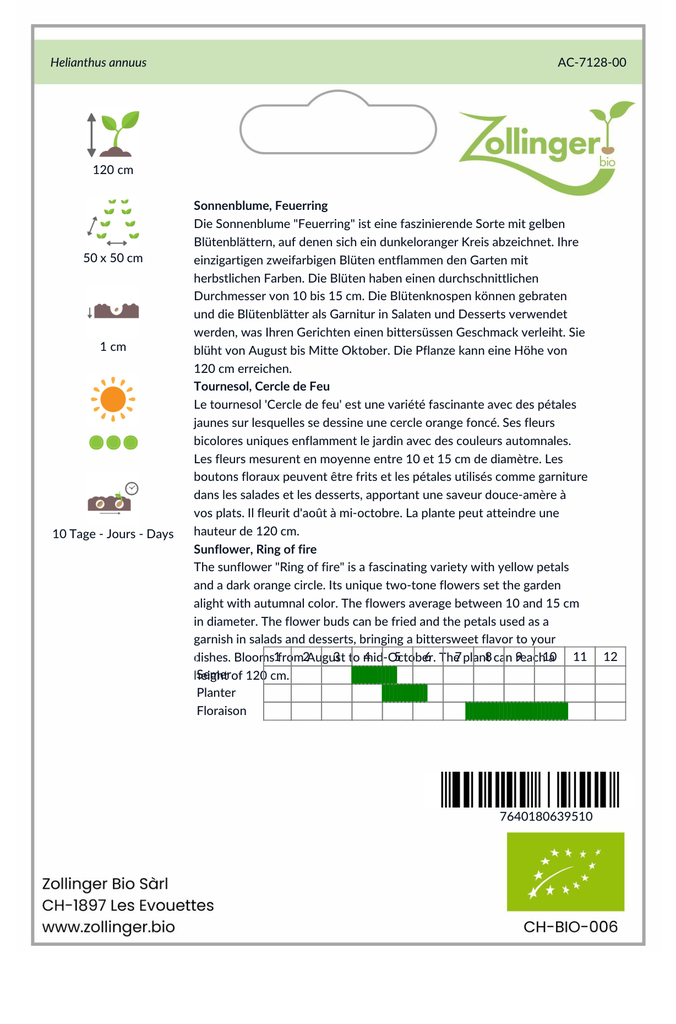 Sachet recto Tournesol, Cercle de Feu