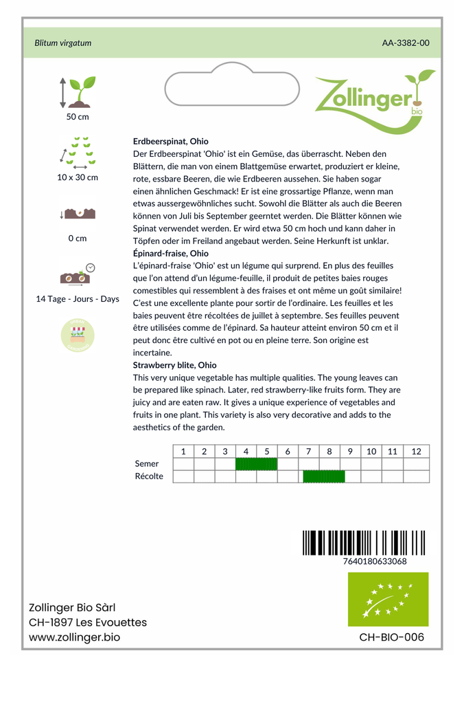 Sachet recto Épinard-fraise, Ohio