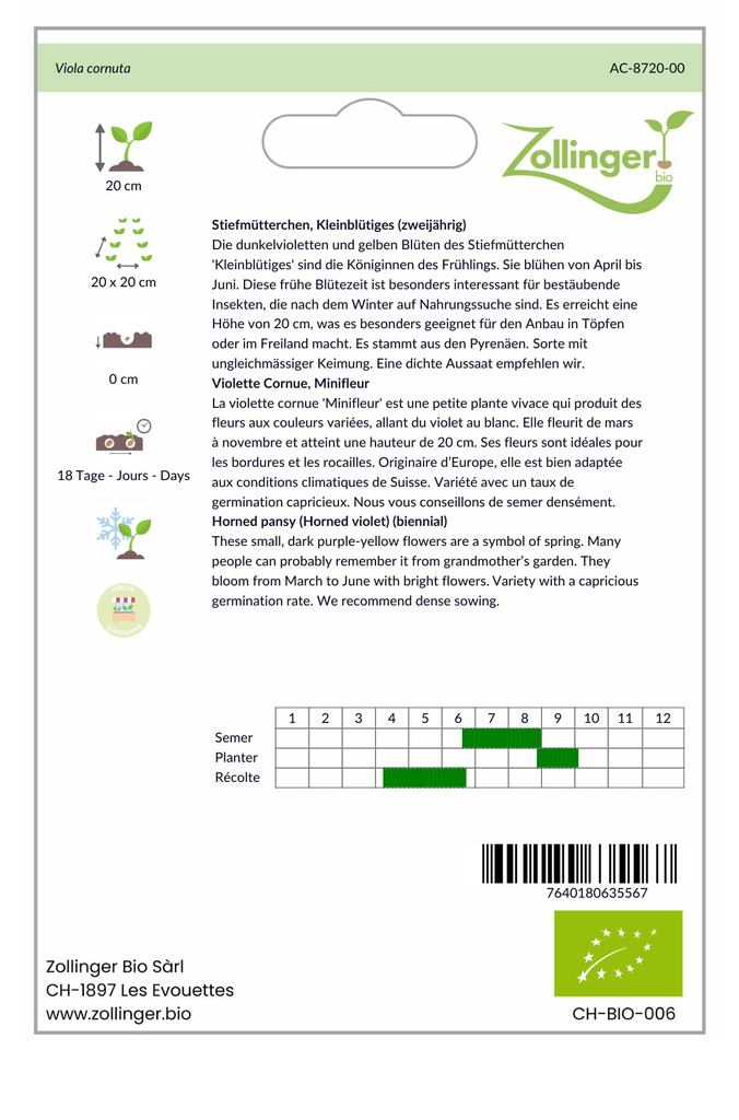 Sachet recto Violette Cornue, Minifleur