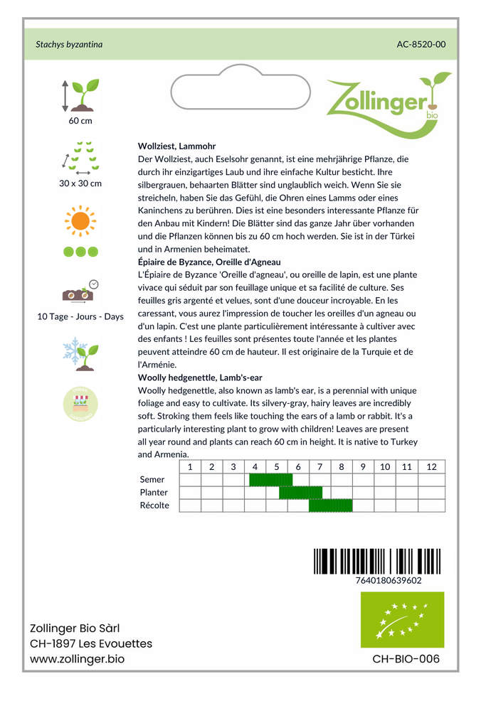Sachet recto Épiaire de Byzance, Oreille d'Agneau