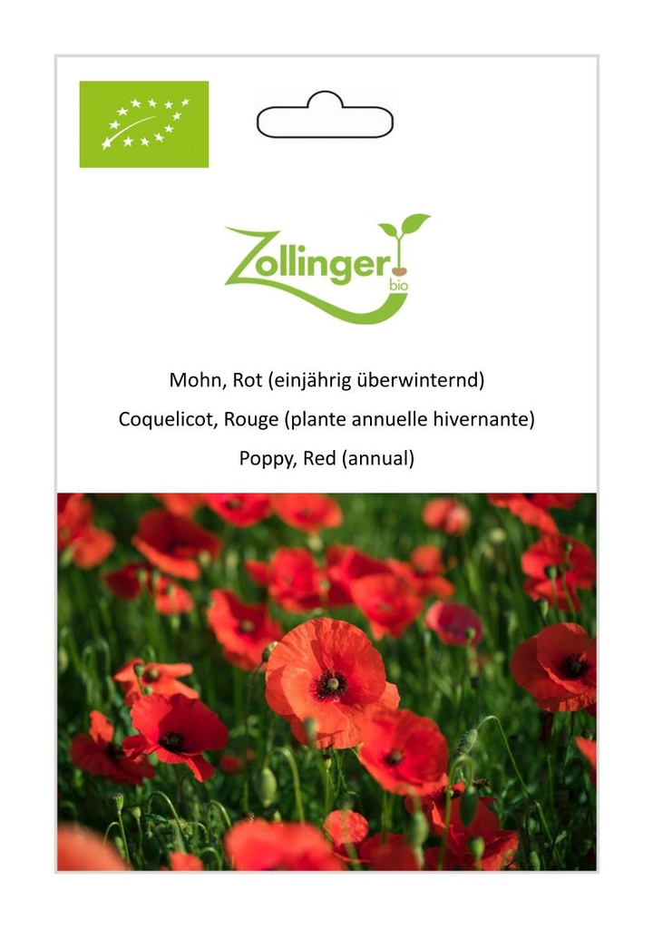 Coquelicot, Rouge (plante annuelle hivernante) sachet